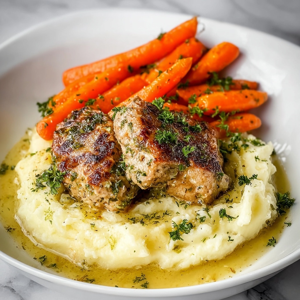 Garlic Herb Chicken with Creamy Mash and Roasted Carrots Recipe