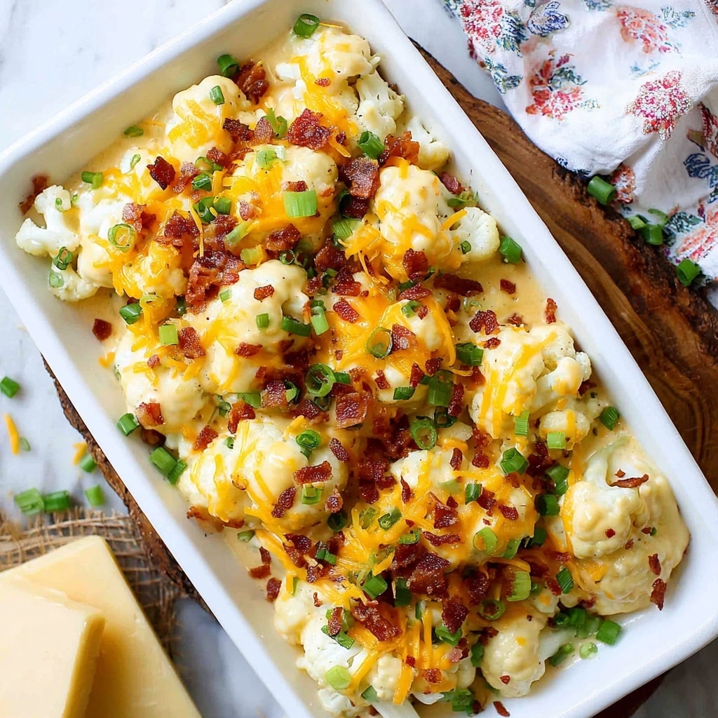 Baked Cauliflower with Cheesy Bacon Casserole Recipe