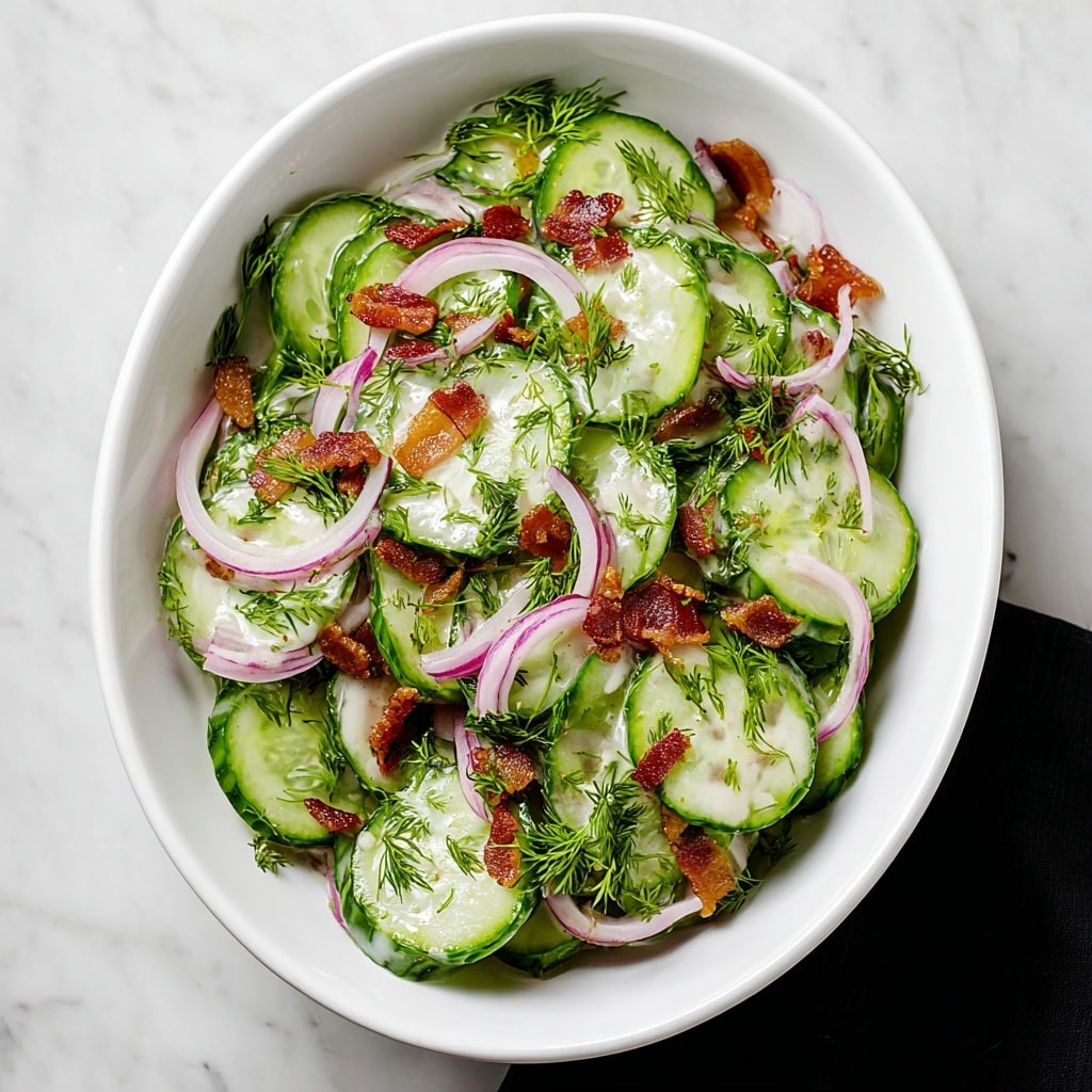 Crunchy Cucumber Salad with Crispy Beef Bacon and Feta Recipe