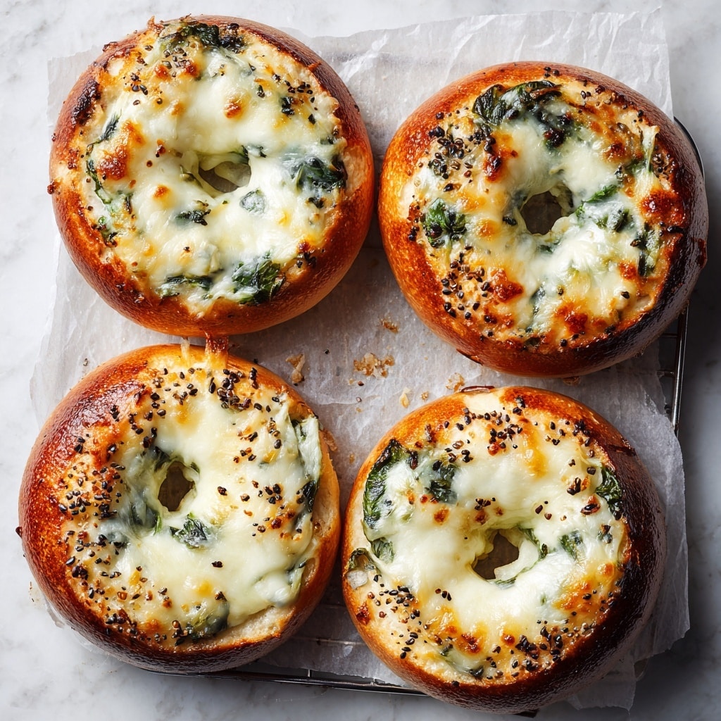 Cheesy Spinach-Artichoke Bagels Recipe 5 Cheesy Spinach-Artichoke Bagels Recipe - Recipe Image