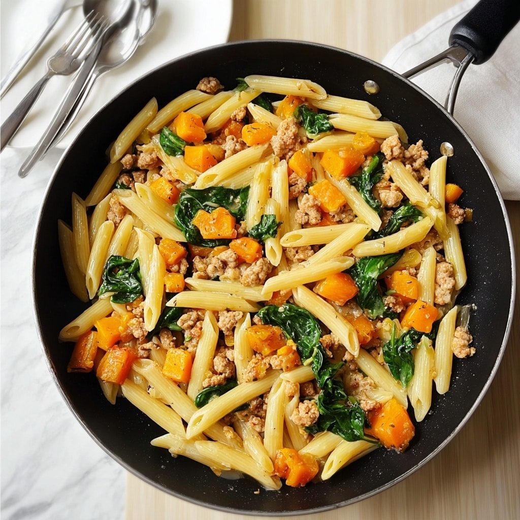 Creamy Butternut Squash Pasta with Sausage and Spinach Recipe
