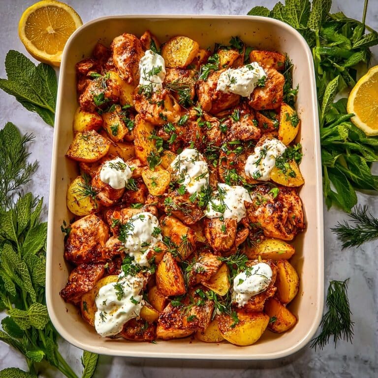 Harissa Chicken and Potatoes with Lemon Herb Yogurt Recipe