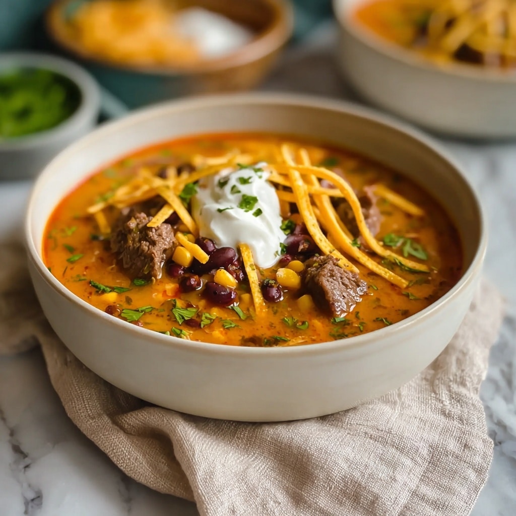Hearty Creamy Ground Turkey Tortilla Soup Recipe