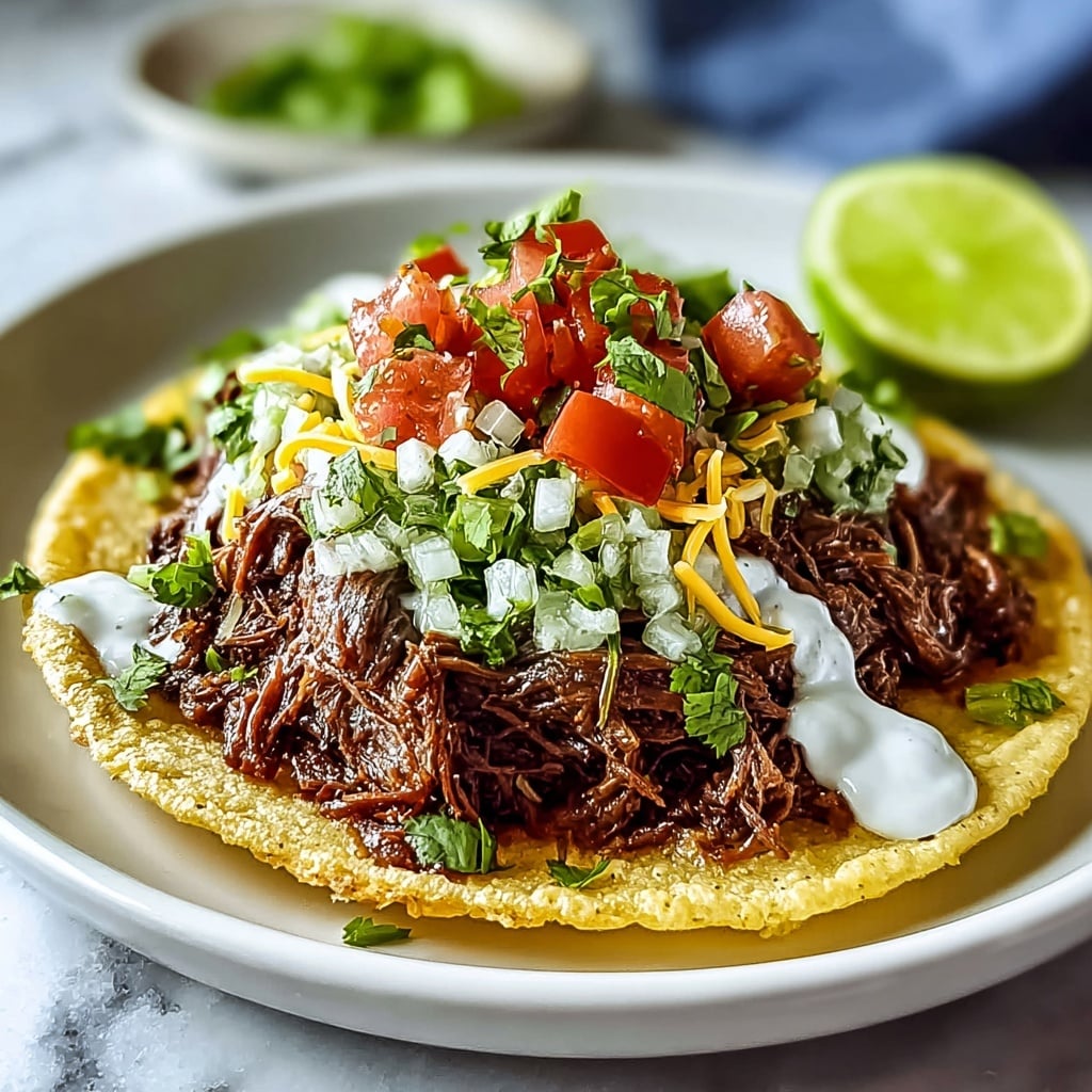 Slow Cooker Barbacoa Beef Tacos with Hash Browns and Avocado Lime Sour Cream Recipe