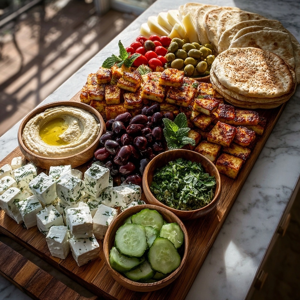Mediterranean Mezze Tapas Cheese & Hummus Platter Recipe