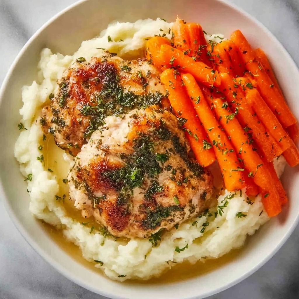 Garlic Herb Chicken with Creamy Mashed Potatoes and Roasted Carrots Recipe