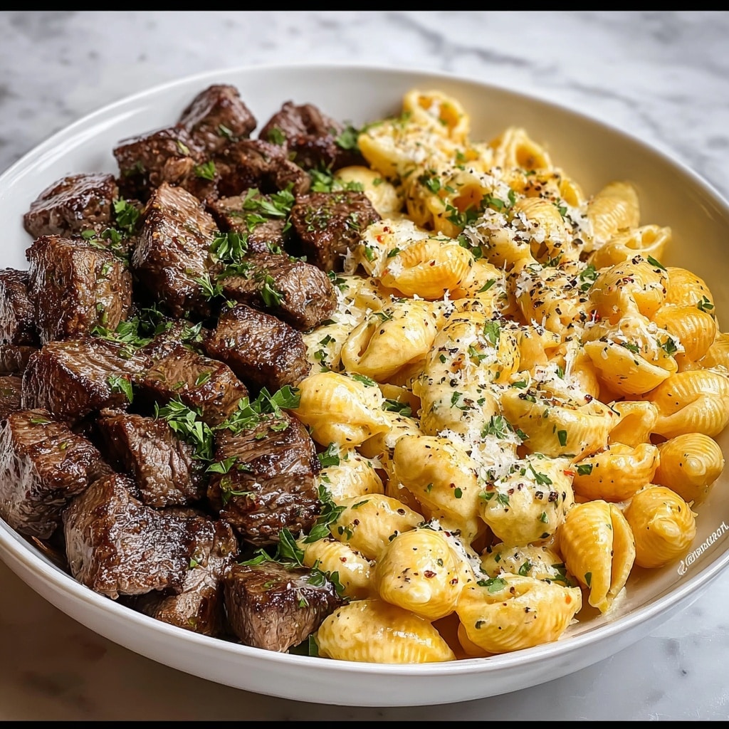 Cajun Steak Bites with Cheesy Garlic Shells Recipe
