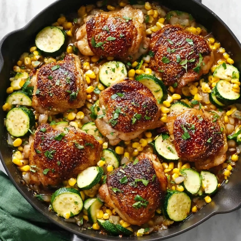 Garlic Butter Chicken with Zucchini and Corn Recipe 5 Garlic Butter Chicken with Zucchini and Corn Recipe - Recipe Image