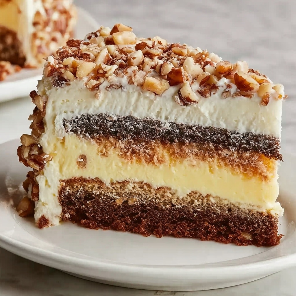 White German Chocolate Cake with a Cheesecake Center Recipe