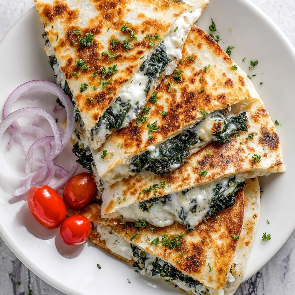 Mediterranean Quesadillas with Spinach, Feta, and Mozzarella Recipe