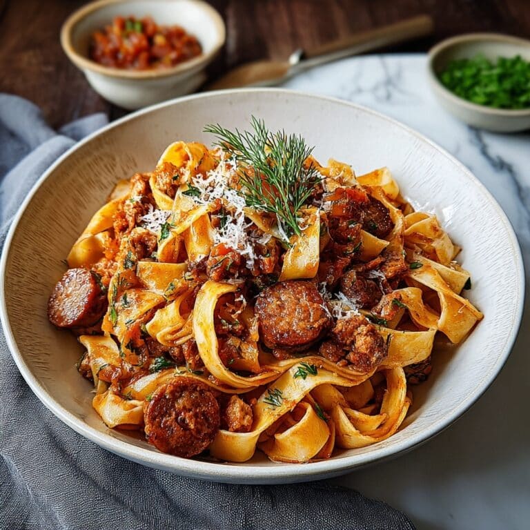 Creamy Calabrian Chili Pappardelle with Beef Sausage & Fennel Recipe