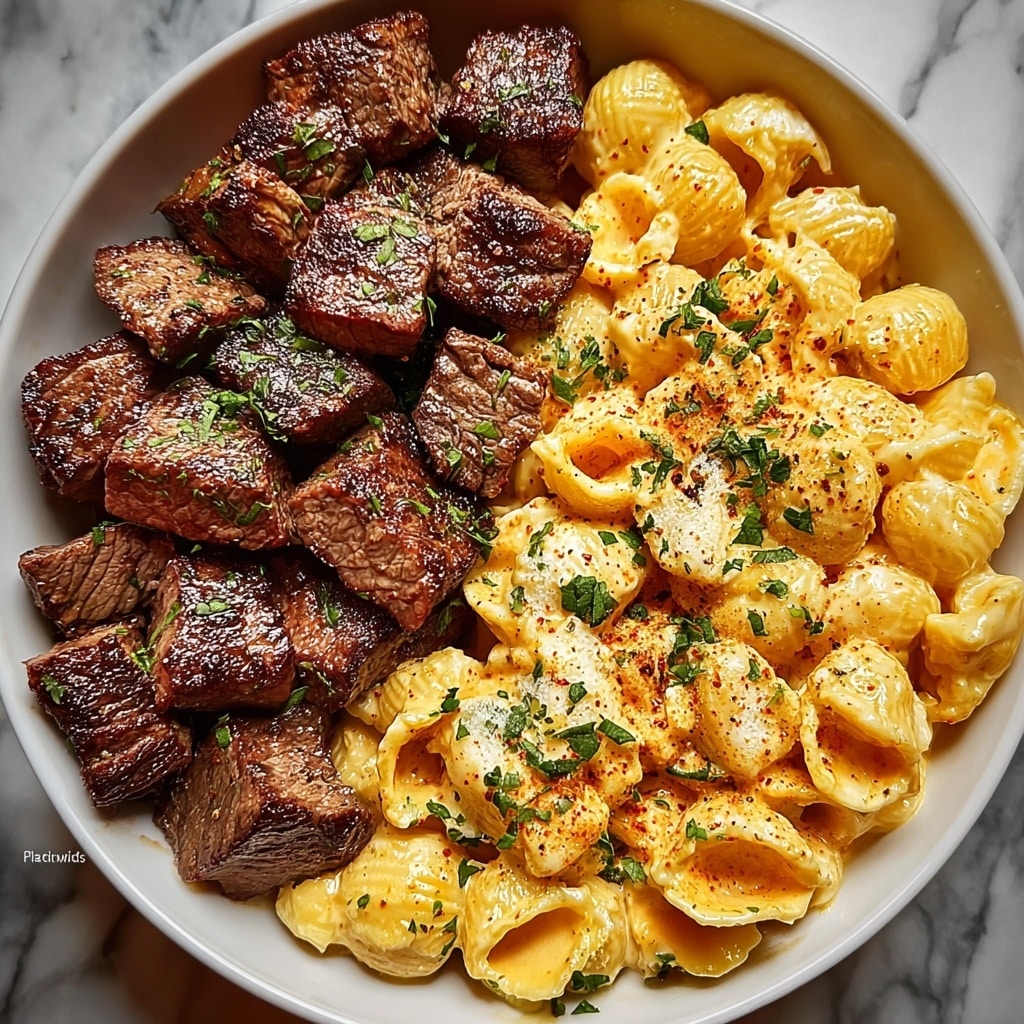 Cajun Steak Bites and Cheesy Garlic Shells Skillet Recipe