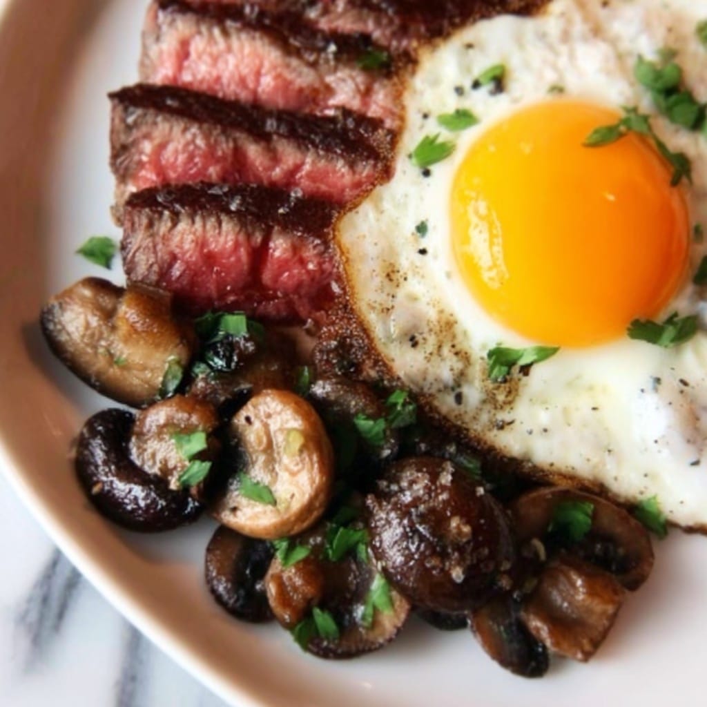 Steak and Eggs with Sautéed Mushrooms Recipe 5 Steak and Eggs with Sautéed Mushrooms Recipe - Recipe Image