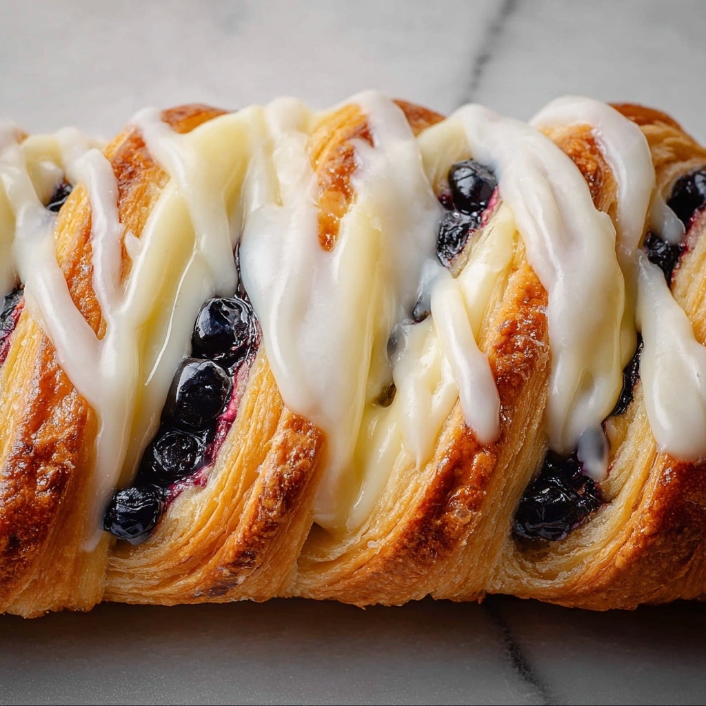 Blueberry Cream Cheese Pastry Braid with Vanilla Icing Recipe