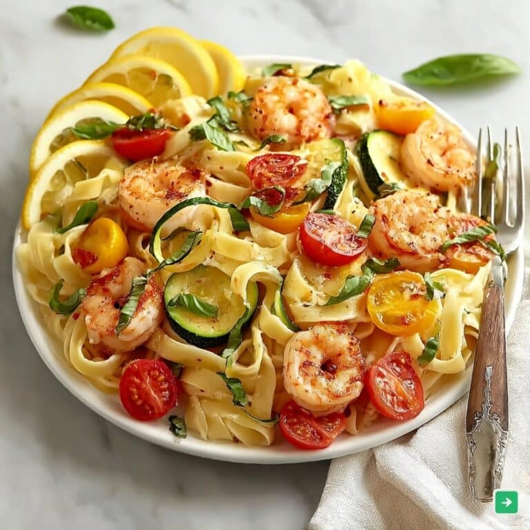 Creamy Shrimp and Vegetable Pasta Primavera Recipe