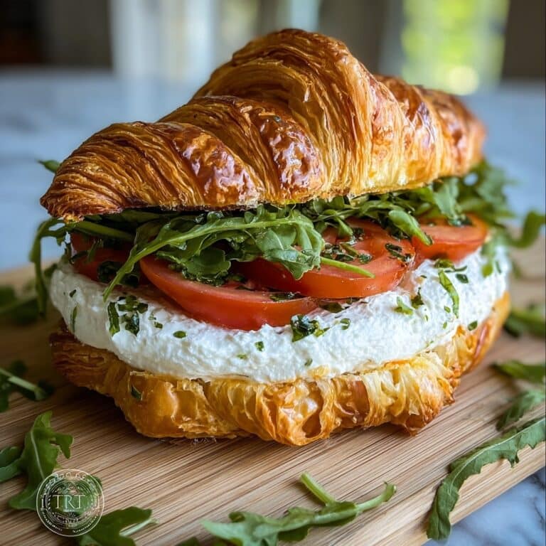 Goat Cheese Croissant Sandwich with Arugula and Tomatoes Recipe