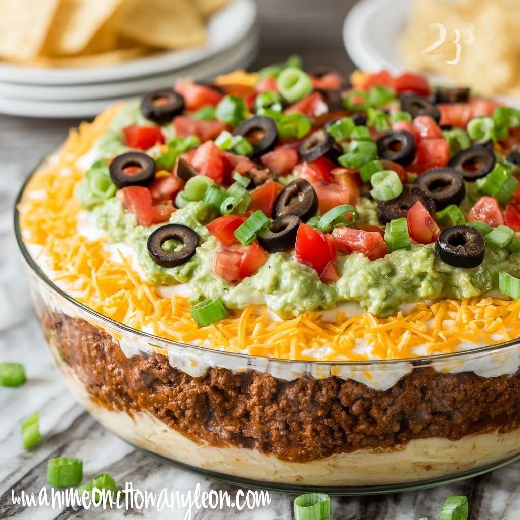7 Layer Taco Dip : Easy Crowd-Pleaser Appetizer Recipe