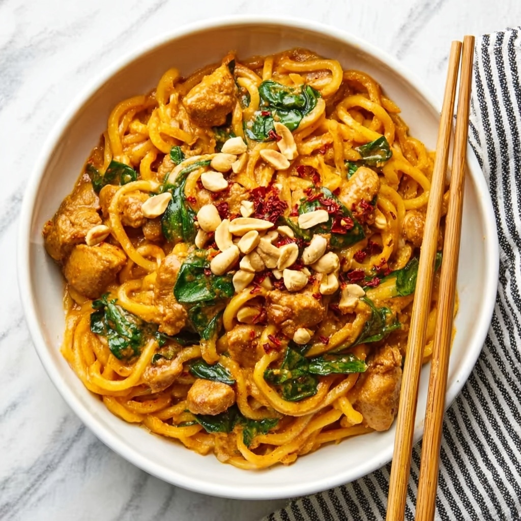 Sweet & Spicy Hot Chili Chicken Noodles with Basil Recipe