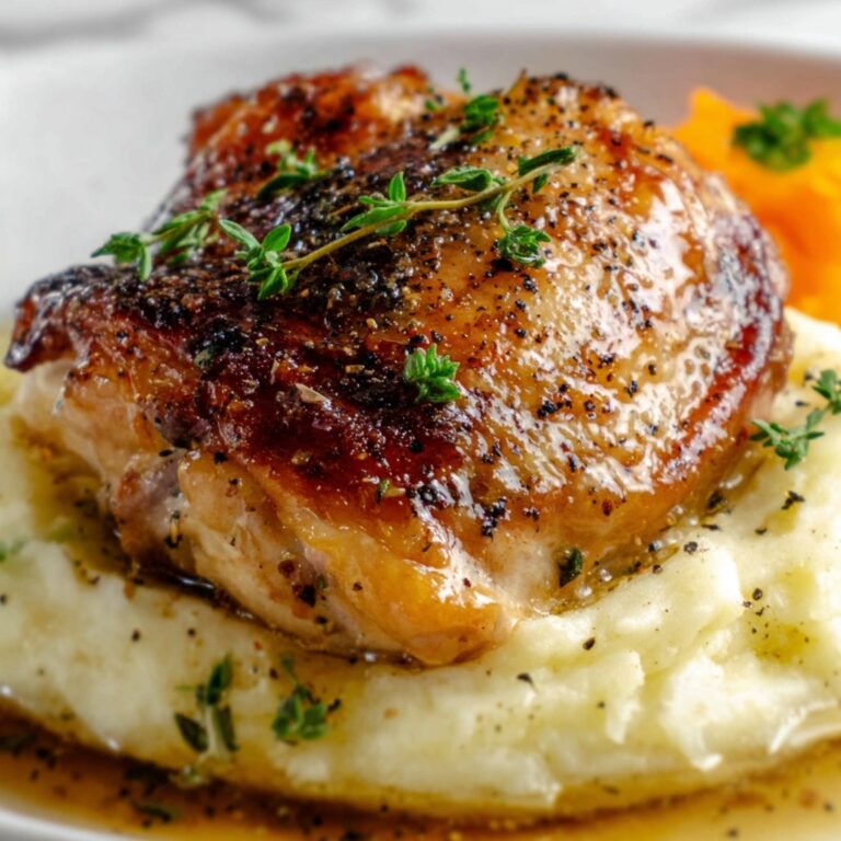 Garlic Herb Chicken Thighs with Mashed Potatoes and Honey-Glazed Carrots Recipe