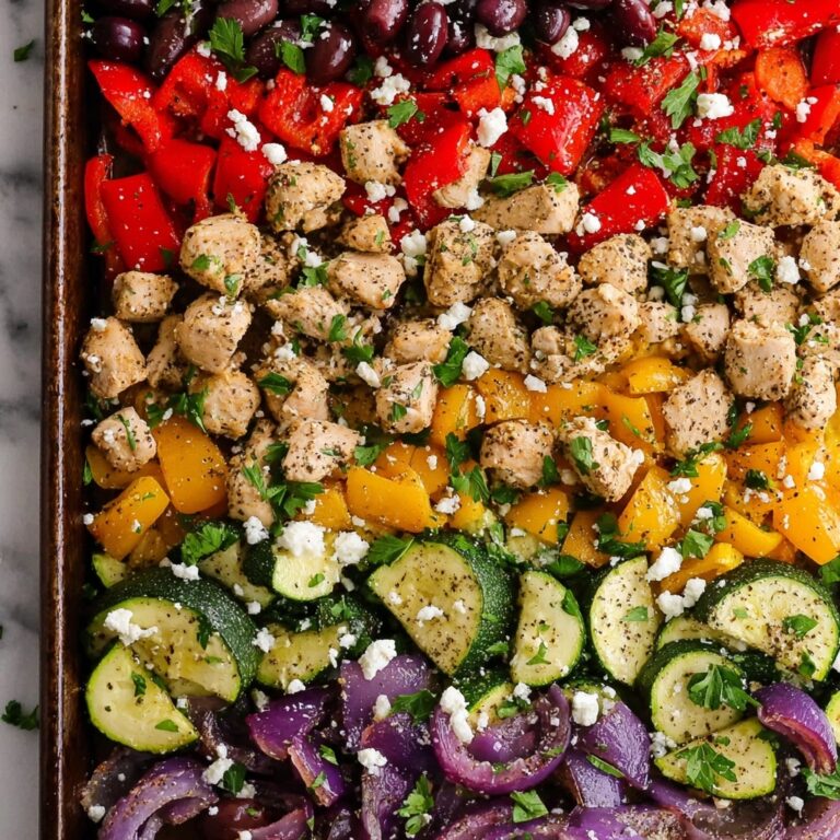 Greek Chicken Sheet Pan Dinner with Feta Yogurt Sauce Recipe