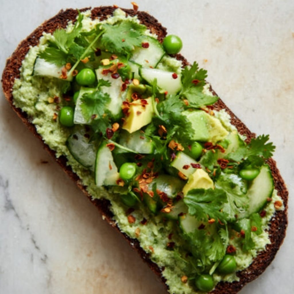 Smashed Cucumber Toast with Artichoke Edamame Spread Recipe 5 Smashed Cucumber Toast with Artichoke Edamame Spread Recipe - Recipe Image