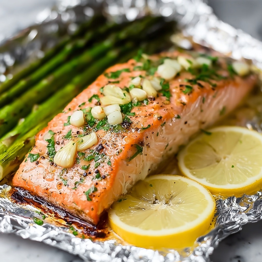 Savory Baked Salmon in Foil with Asparagus and Lemon Butter Recipe