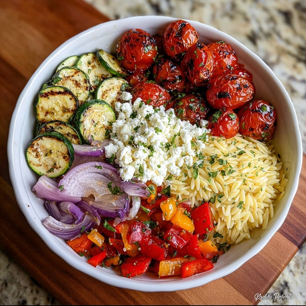 Orzo Bowl with Feta, Roasted Veggies & Herbed Dressing Recipe