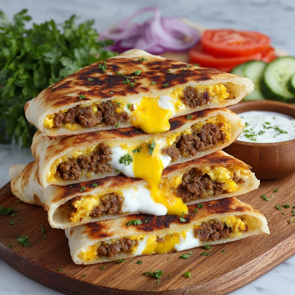Greek Beef Stuffed Pita with Lemon Garlic Yogurt Recipe