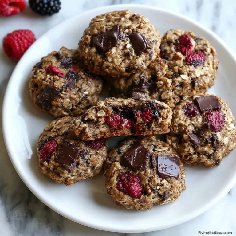 Brown Butter Oatmeal Cookies with Chocolate Chips and Raspberries Recipe