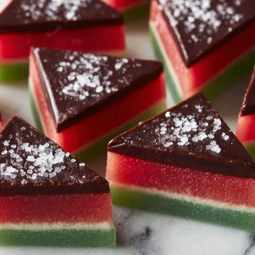 Sea Salt Dark Chocolate Watermelon Slices Recipe 5 Sea Salt Dark Chocolate Watermelon Slices Recipe - Recipe Image