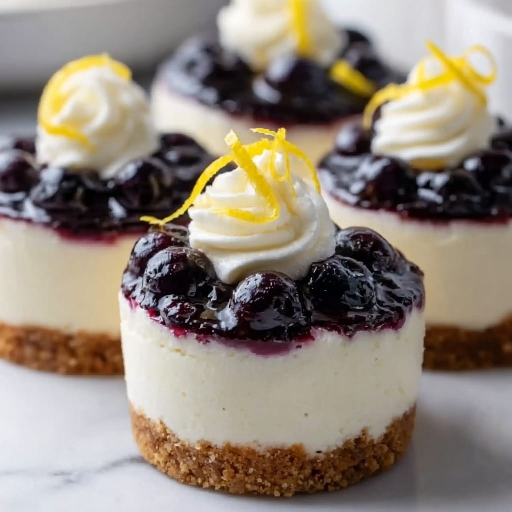 Healthy Mini Lemon Blueberry Cheesecakes Recipe 6 Healthy Mini Lemon Blueberry Cheesecakes Recipe - Recipe Image