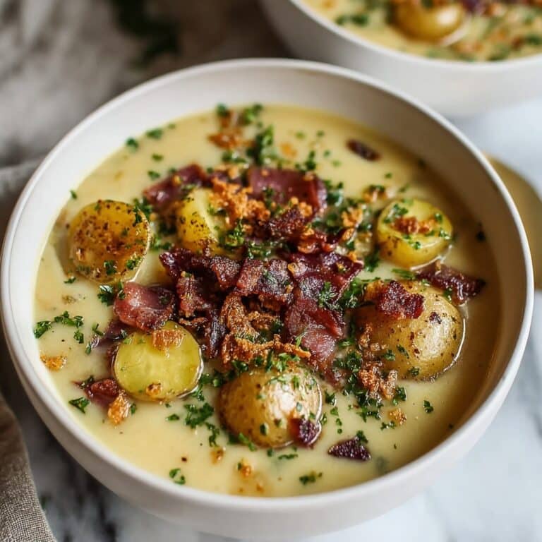 Creamy Loaded Potato Soup with Crispy Beef Ham Recipe