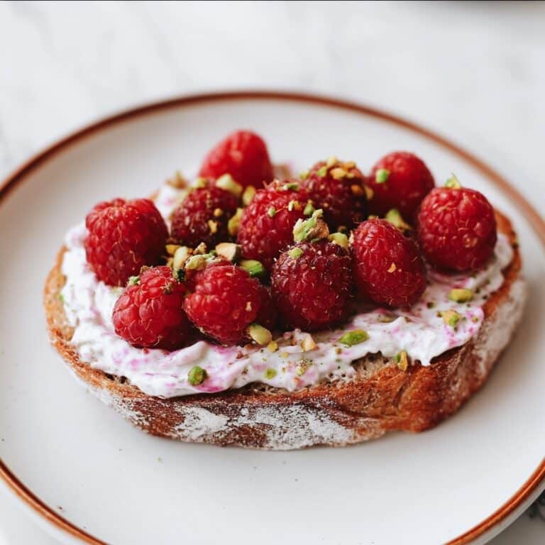 Raspberry Yogurt Toast with Pistachios Recipe