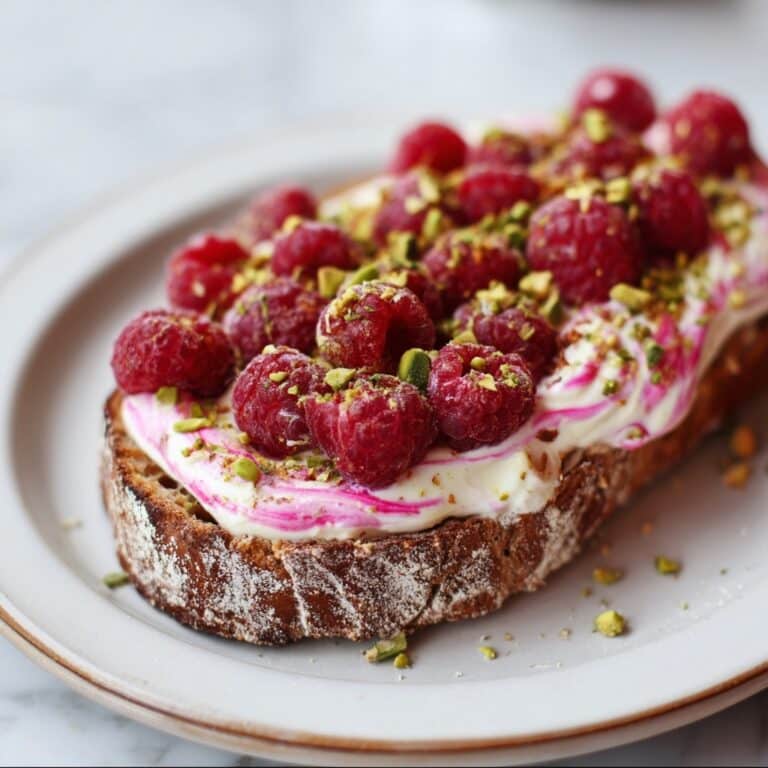 Raspberry Yogurt Toast with Pistachios Recipe