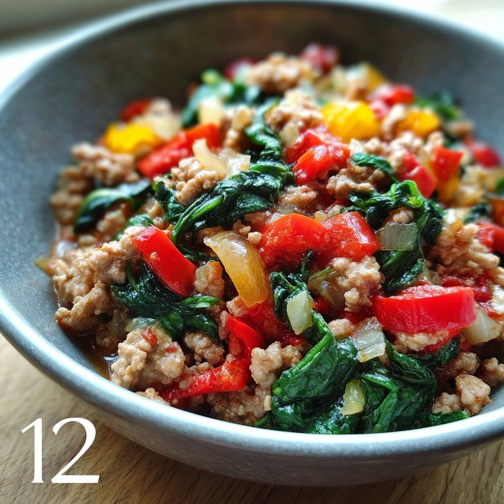 Healthy Ground Turkey Stir-Fry with Spinach and Tomatoes Recipe
