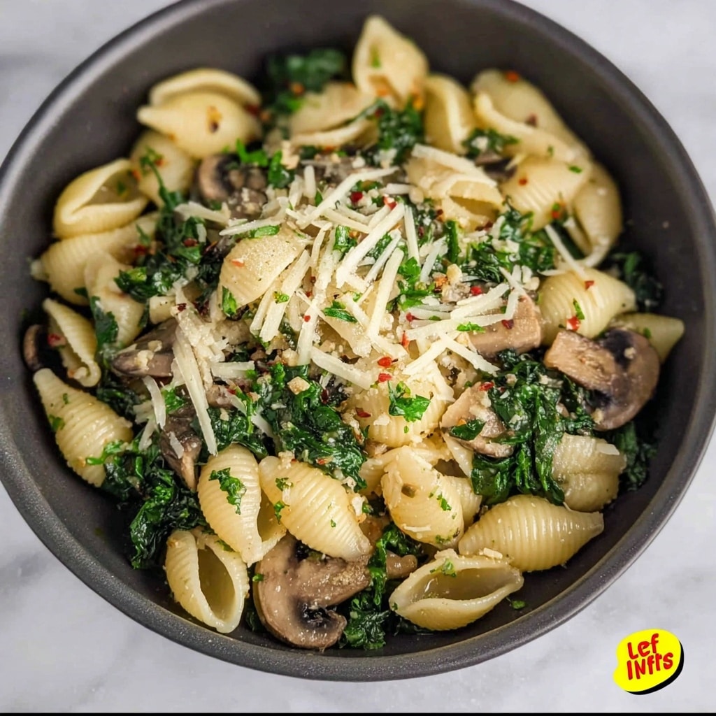 Simple Mushroom Spinach Pasta Salad Recipe