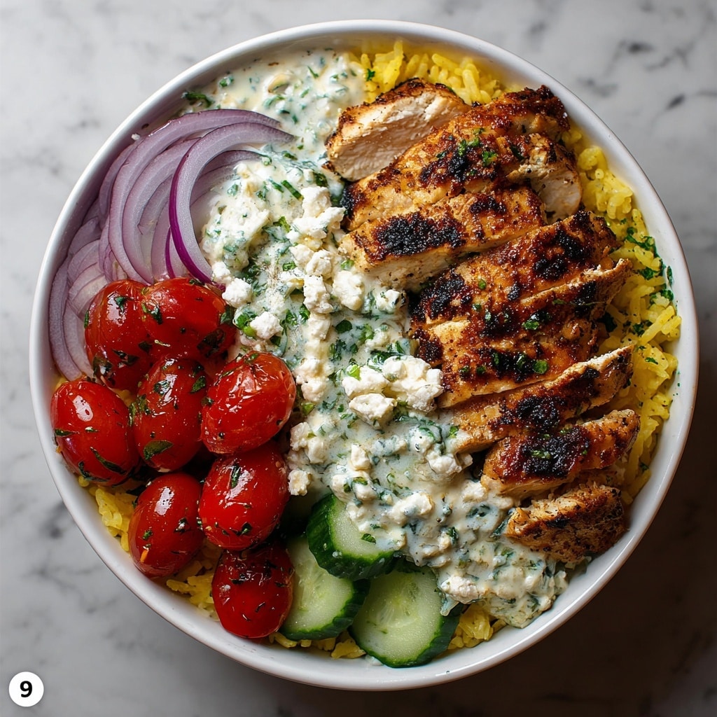 Greek Chicken Gyro Bowl with Creamy Tzatziki Feta Recipe