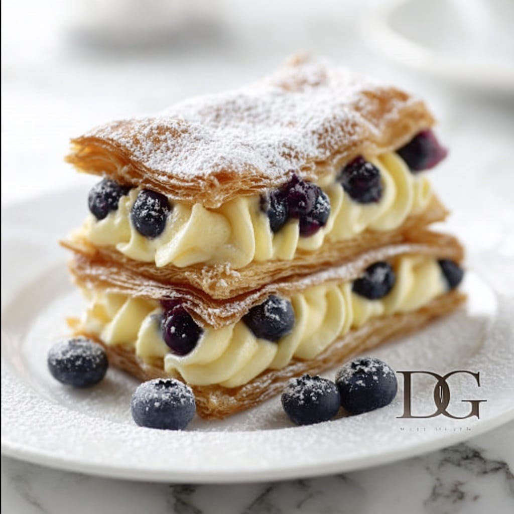 Lemon Curd Mille-Feuille with Blueberries Recipe