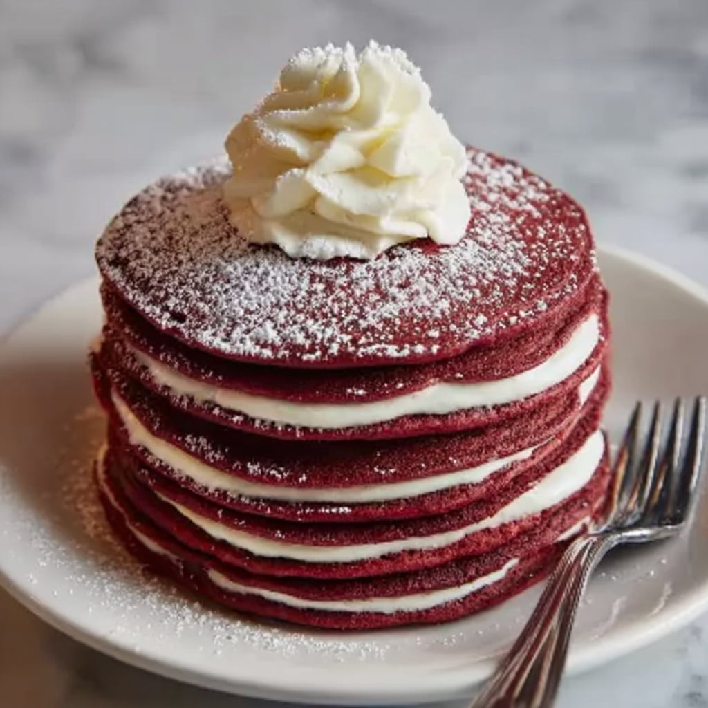 Red Velvet Pancakes with Cream Cheese Spread Recipe