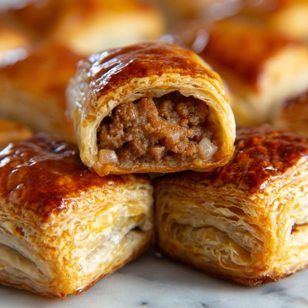 Golden Baked Sausage Rolls with Puff Pastry Recipe