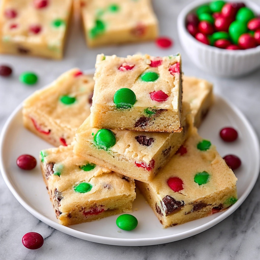 Cake Mix Cookie Bars with Chocolate Chips and Holiday M&M's Recipe