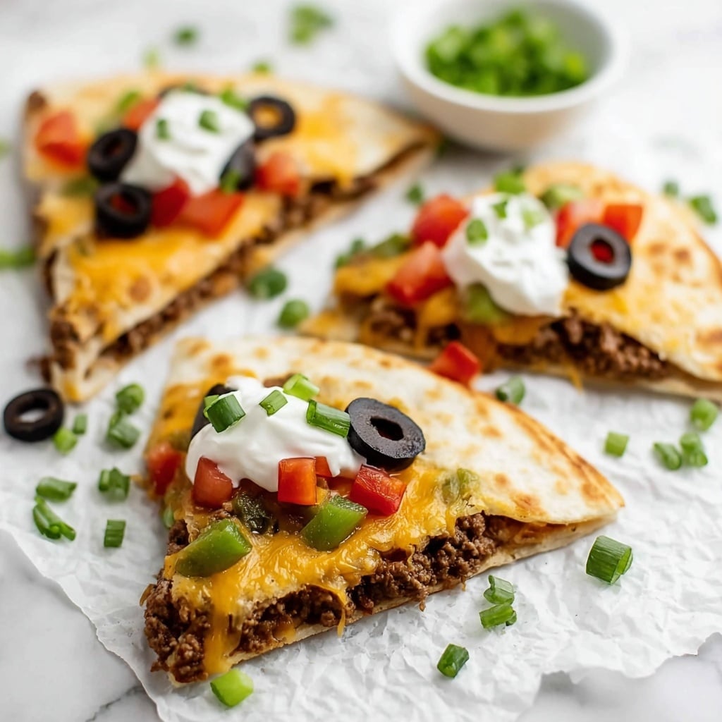 Mexican Pizza with Ground Beef, Refried Beans, and Fresh Toppings Recipe