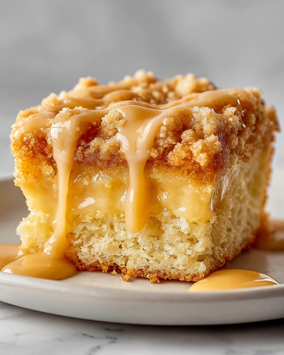 Rhubarb Streusel Cake with Warm Vanilla Sauce Recipe