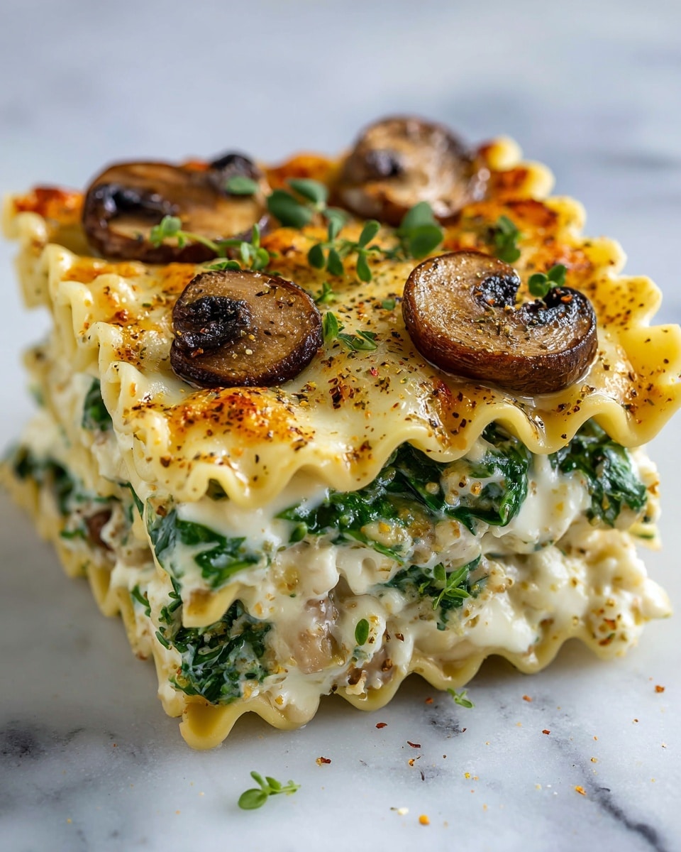 Creamy Spinach and Mushroom White Lasagna Recipe