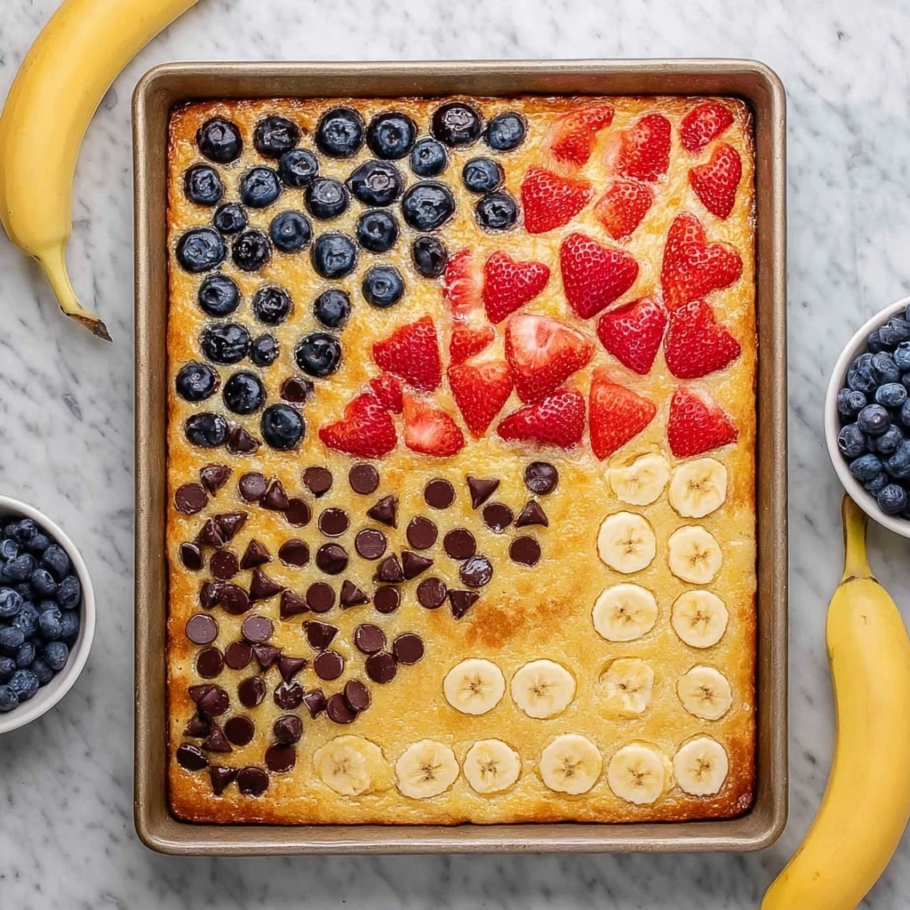 Sheet Pan Pancakes with Fresh Berries, Bananas, and Chocolate Chips Recipe 6 Sheet Pan Pancakes with Fresh Berries, Bananas, and Chocolate Chips Recipe - Recipe Image