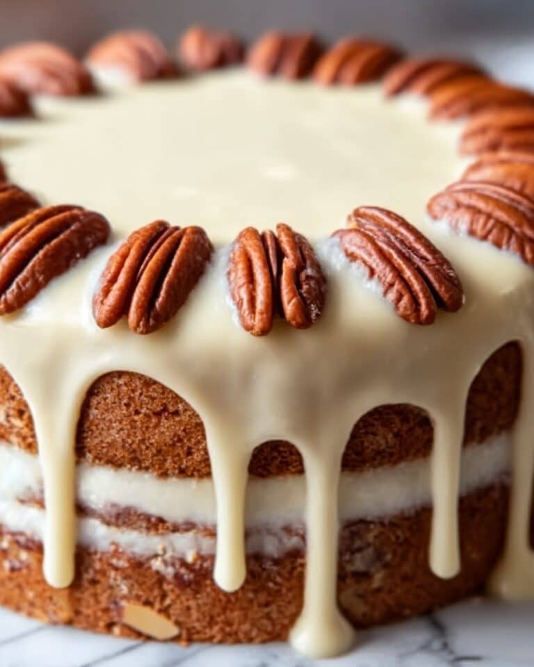 Pecan Praline Cake with Creamy Drip Glaze Recipe