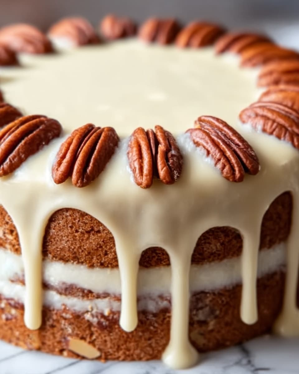 Pecan Praline Cake with Creamy Drip Glaze Recipe
