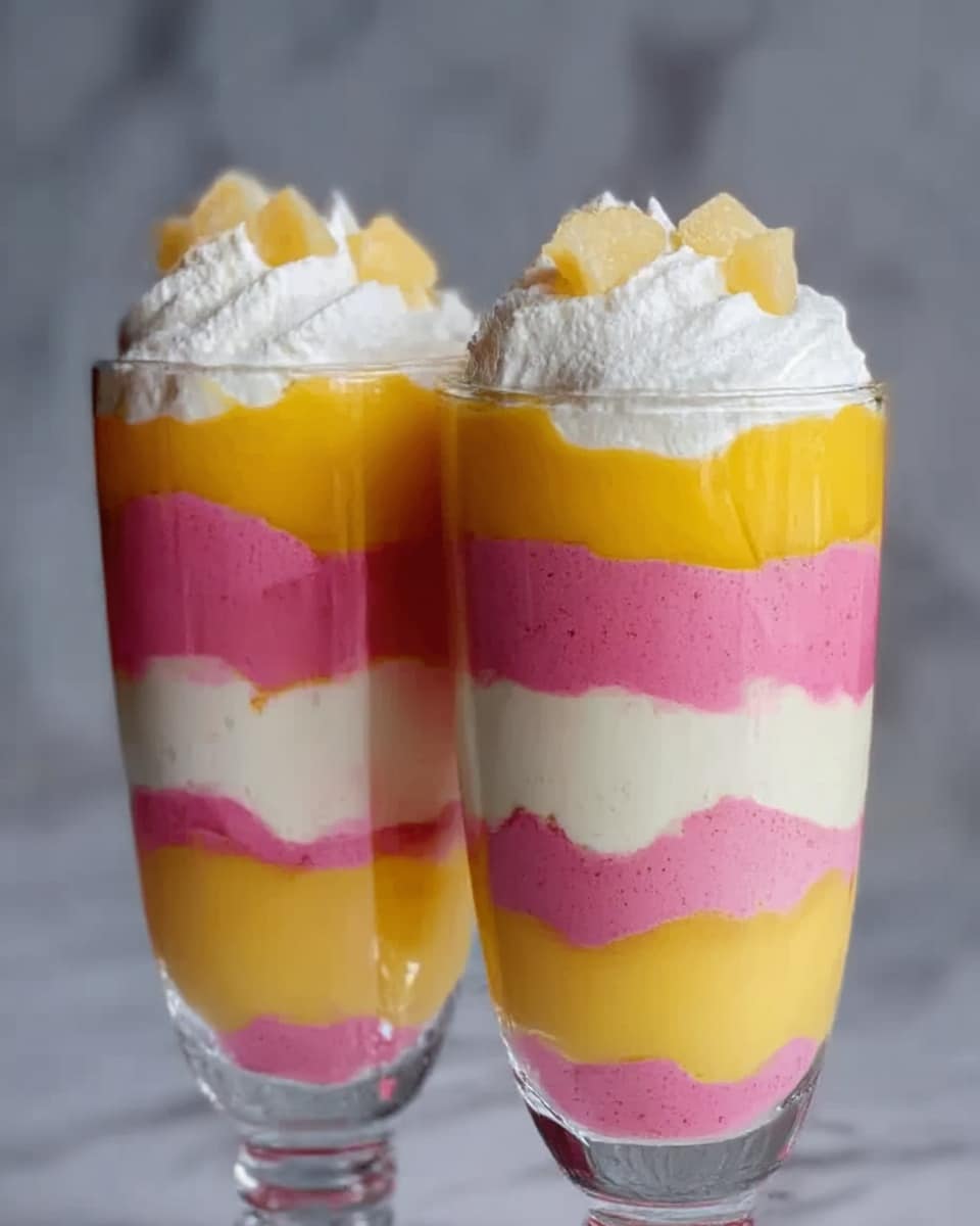 Layered Raspberry and Mango Sundae Recipe 5 Layered Raspberry and Mango Sundae Recipe - Recipe Image