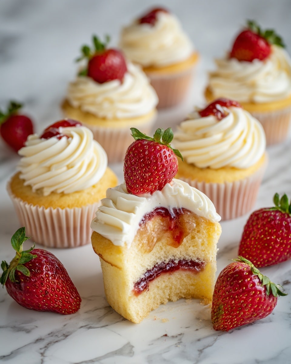 Strawberry Filled Cupcakes Recipe 5 Strawberry Filled Cupcakes Recipe - Recipe Image