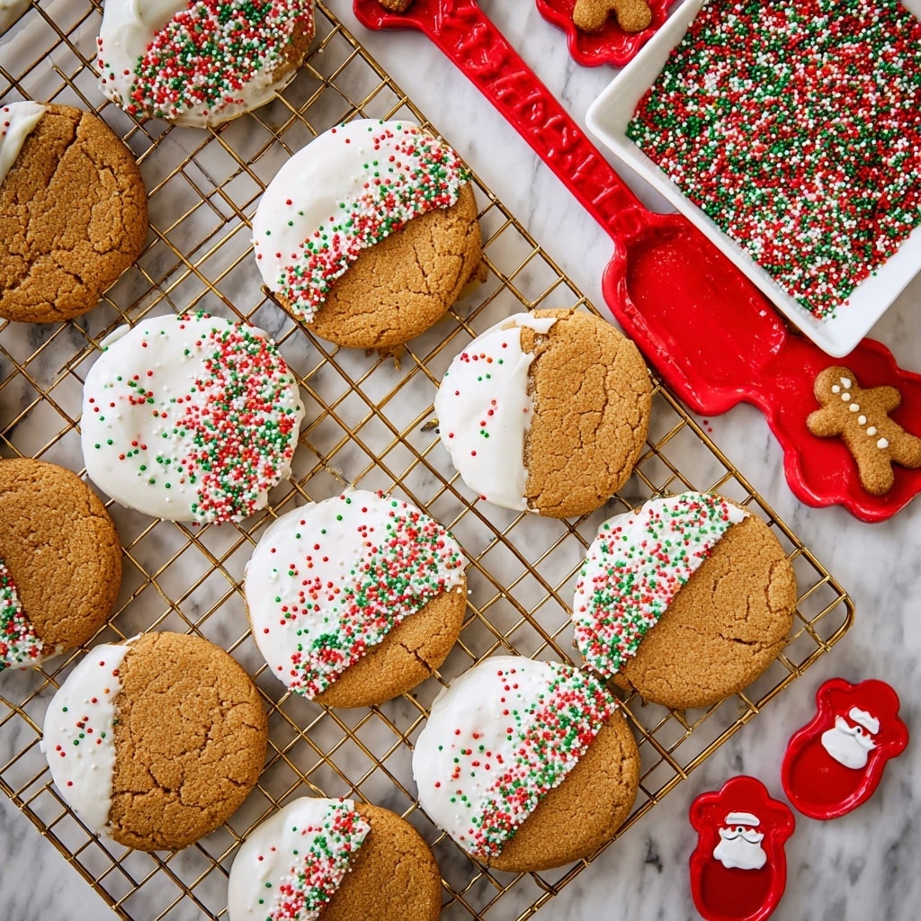 Molasses Sugar Cookies with White Chocolate Dip and Sprinkles Recipe 6 Molasses Sugar Cookies with White Chocolate Dip and Sprinkles Recipe - Recipe Image